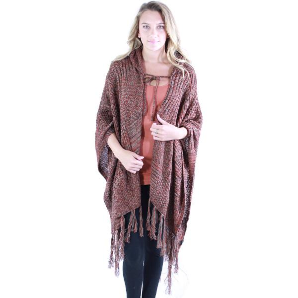 wholesale Ruana Capes - Knit Hoodie 9146 Rust Ruana Capes - Knit Hoodie 9146  - 