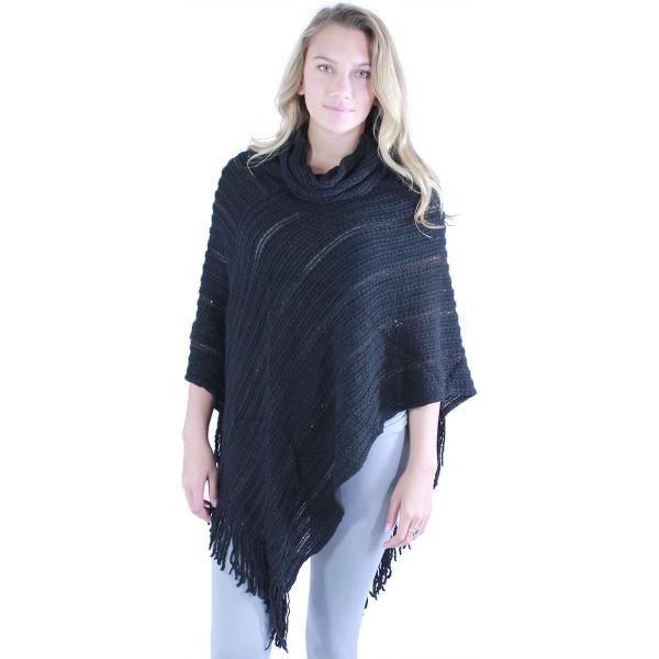 wholesale 9153 - Deco Sequined Knit Ponchos Black - 