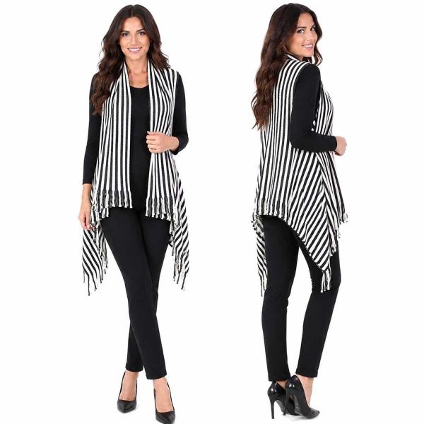 wholesale 9182 - Knit Striped Vests  Black - 