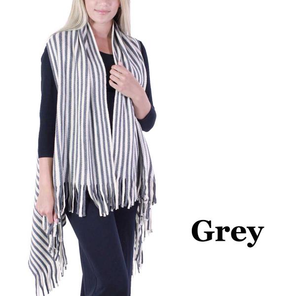 9182 - Knit Striped Vests  Grey - 