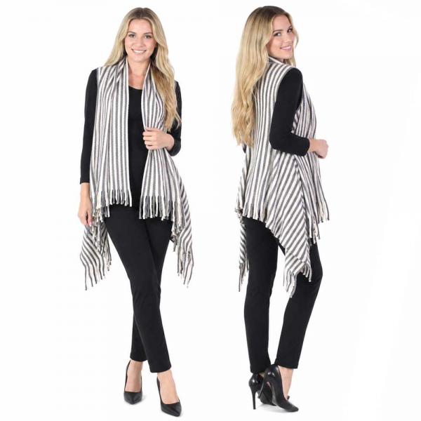 wholesale 9182 - Knit Striped Vests  Grey - 