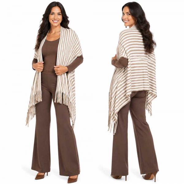 wholesale 9182 - Knit Striped Vests  Taupe - 