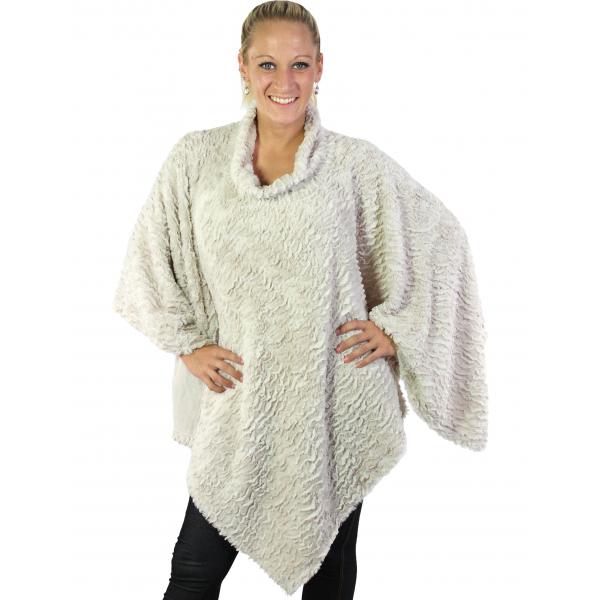 wholesale Winter Ponchos - Faux Fur Designs 2970 Rippled Faux Fur 8660 - Beige - 