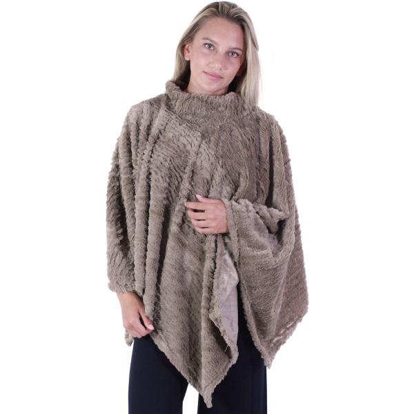 wholesale Winter Ponchos - Faux Fur Designs 2970 Rippled Faux Fur 8660 - Taupe - 