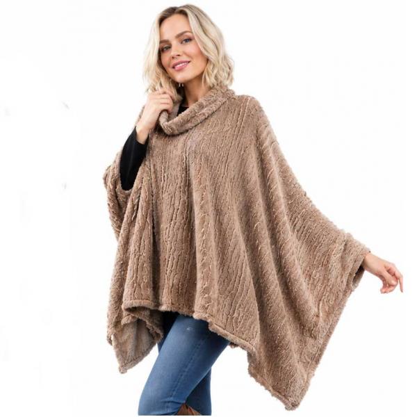 wholesale Winter Ponchos - Faux Fur Designs 2970 Rippled Faux Fur 8660 - Taupe - 