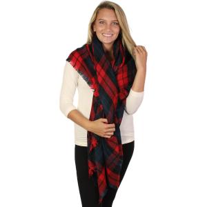 2991 - Blanket Style Squares Plaid 8475 - Navy-Red - One Size Fits All