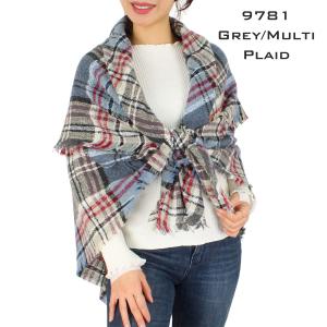 2991 - Blanket Style Squares 9781 GREY/MULTI PLAID Blanket Square - 52