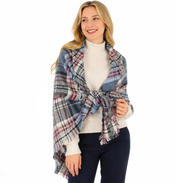 wholesale 2991 - Blanket Style Squares 9781 - Grey/Multi Plaid  - 52