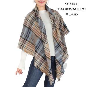 2991 - Blanket Style Squares 9781 TAUPE/MULTI PLAID Blanket Square - 52