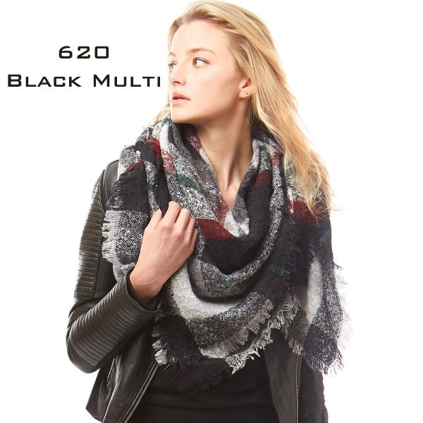 Wholesale 2991 - Blanket Style Squares 620 BLACK MULTI Blanket Square - 52