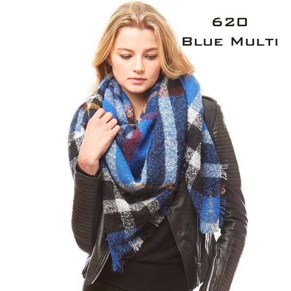 Wholesale 2991 - Blanket Style Squares 620 BLUE MULTI Blanket Square - 52