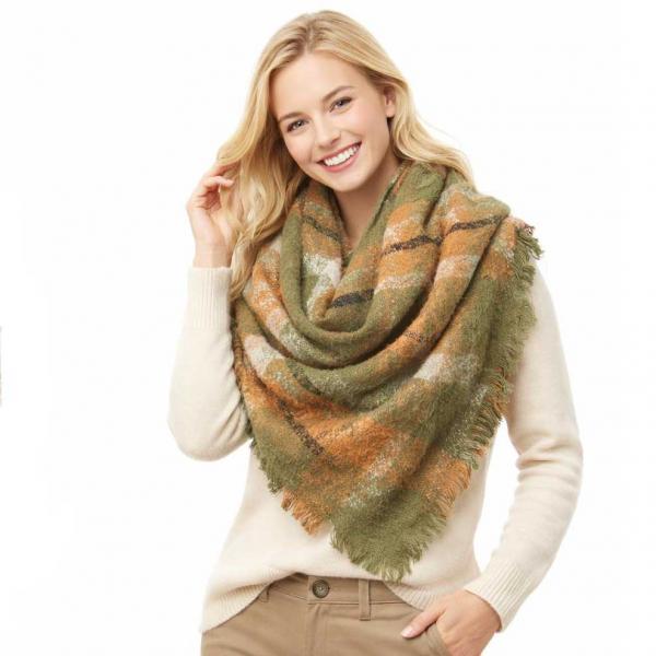 wholesale 2991 - Blanket Style Squares 620 Olive Multi (MB) - 52