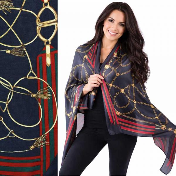 wholesale 2995 - Boutique Charmeuse Shawls #29 Chain Design Navy - 