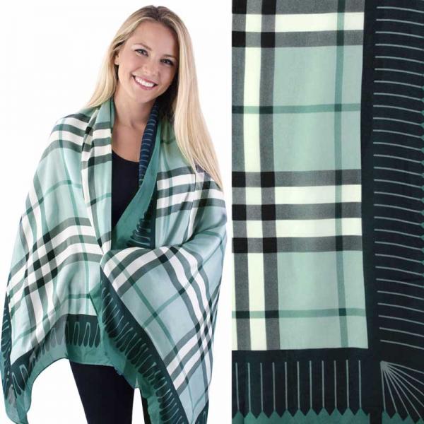 wholesale 2995 - Boutique Charmeuse Shawls #31 Tartan Plaid Green - 