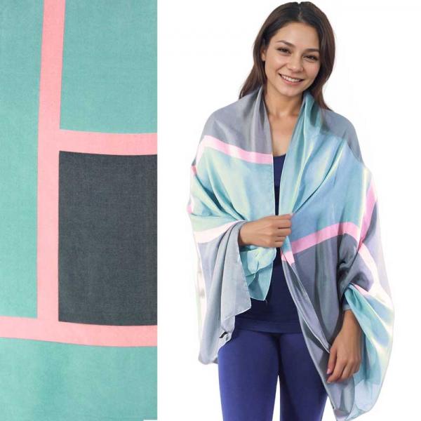 wholesale 2995 - Boutique Charmeuse Shawls #39 Block Print Pastels - 
