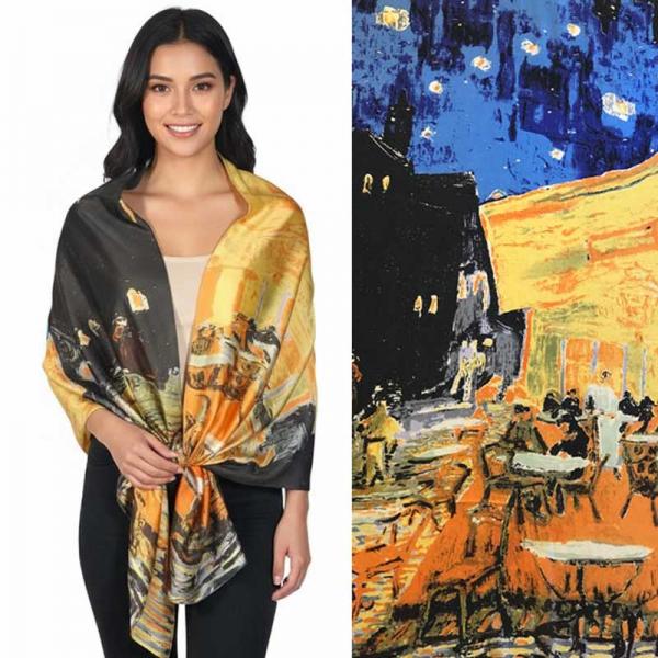 wholesale 2995 - Boutique Charmeuse Shawls #55 Cafe Terrace at Night - 