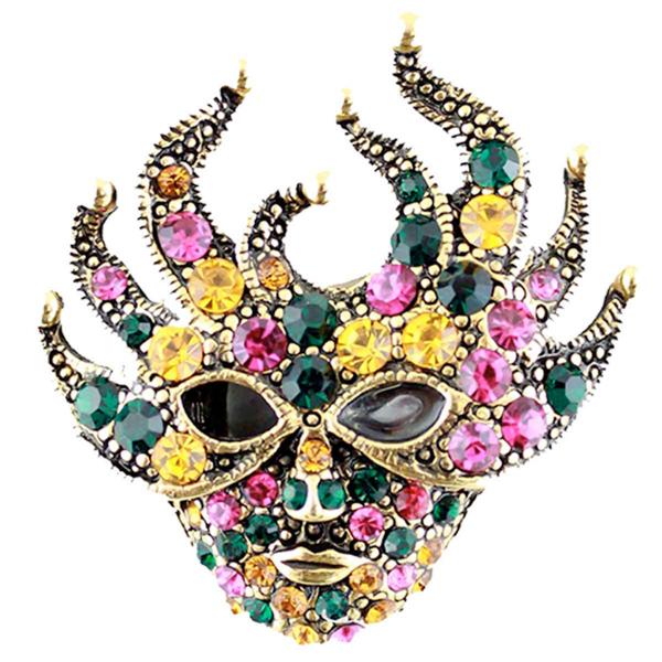 wholesale 2997 - Artful Design Magnetic Brooches 203 Multi Mardi Gras Mask  - 2.25