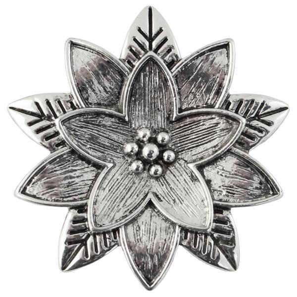 2997 - Artful Design Magnetic Brooches 542 Silver Flower Design  - 