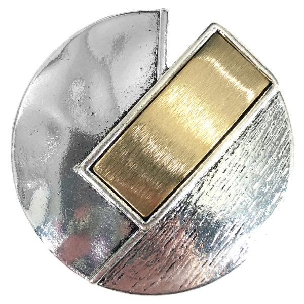 2997 - Artful Design Magnetic Brooches 569 Silver-Gold Abstract Circle - 