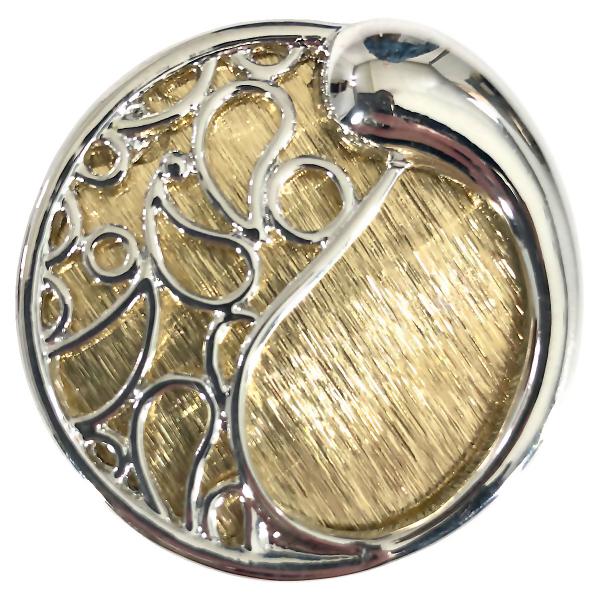 wholesale 2997 - Artful Design Magnetic Brooches 570 Silver-Gold Yin Yang Paisley - 1.625