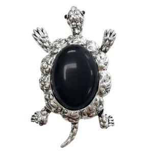 2997 - Artful Design Magnetic Brooches 001 Black Stone Turtle - 