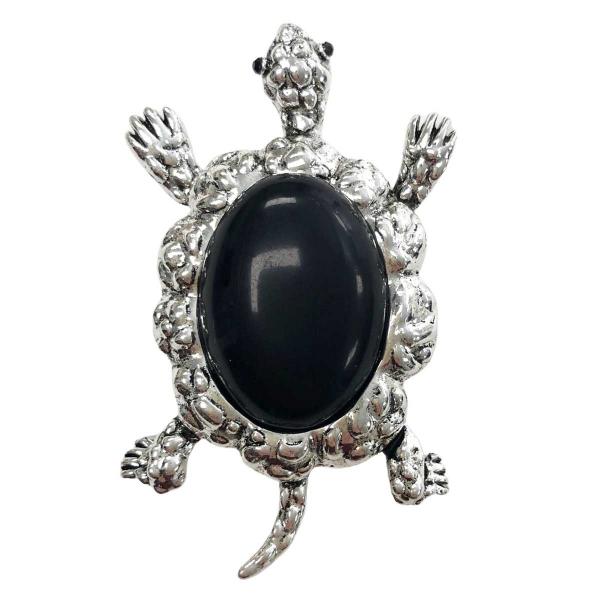 wholesale 2997 - Artful Design Magnetic Brooches 001 Black Stone Turtle - 