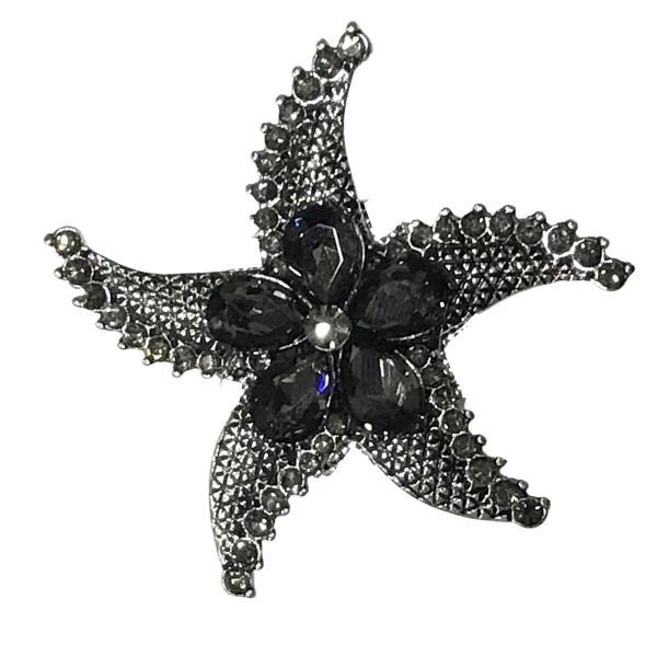 2997 - Artful Design Magnetic Brooches 613 Starfish with Flower Magnetic Brooch - 2