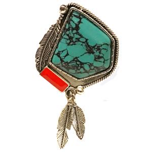 Wholesale  AD-004 - Turquoise Dream Catcher<br>
Artful Design Magnetic Brooch - 