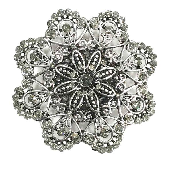 wholesale 2997 - Artful Design Magnetic Brooches 533 Silver Mandala 8 Sided - 