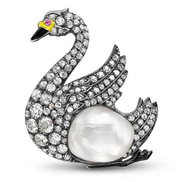 wholesale 2997 - Artful Design Magnetic Brooches 586 - Jeweled Swan - 2