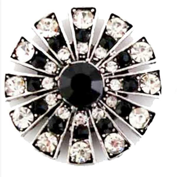 wholesale 2997 - Artful Design Magnetic Brooches 408BKCL - Starburst<br>Black-Clear - 1.25