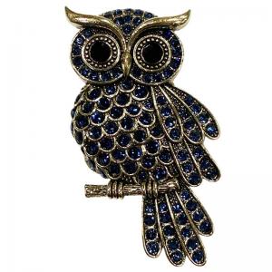 2997/T - Artful Design Magnetic Brooches 020<br>
Blue Crystals Owl on a Branch  - .75