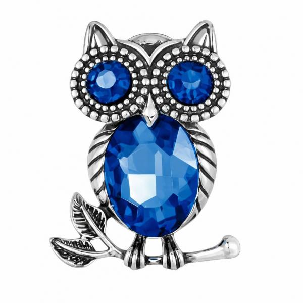 wholesale 2997/T - Artful Design Magnetic Brooches 003/BL<br>
Blue Owl - 
