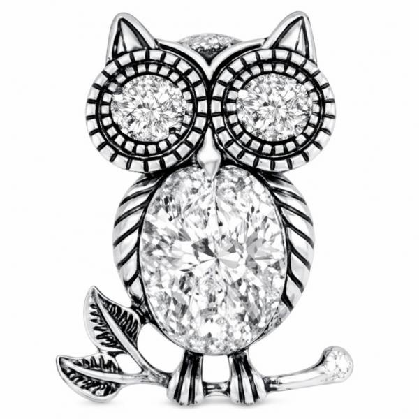 wholesale 2997/T - Artful Design Magnetic Brooches 003/CL<br>
Clear Owl - 