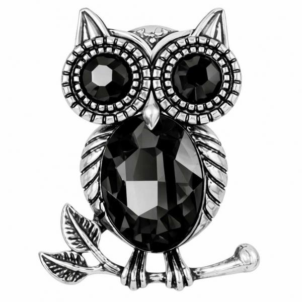 wholesale 2997/T - Artful Design Magnetic Brooches 003/BK<br>
Black Owl - 