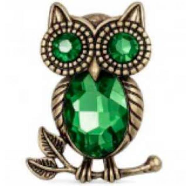 wholesale 2997/T - Artful Design Magnetic Brooches 003/GN<br>
Green Owl - 