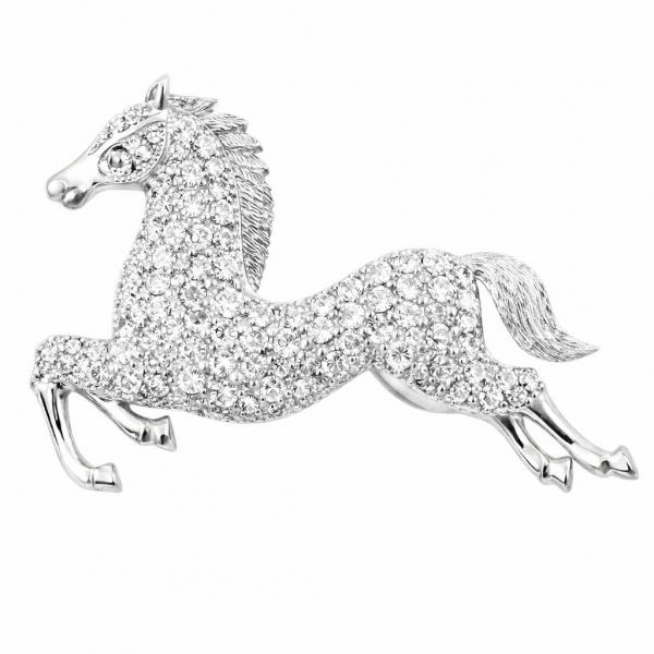 wholesale 2997/T - Artful Design Magnetic Brooches 027/CL<br>
Prancing Horse Clear Crystal - 