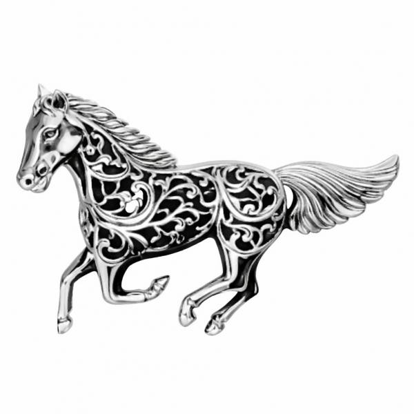 wholesale 2997/T - Artful Design Magnetic Brooches 028/S<br>
Galloping Horse Antique Silver - 
