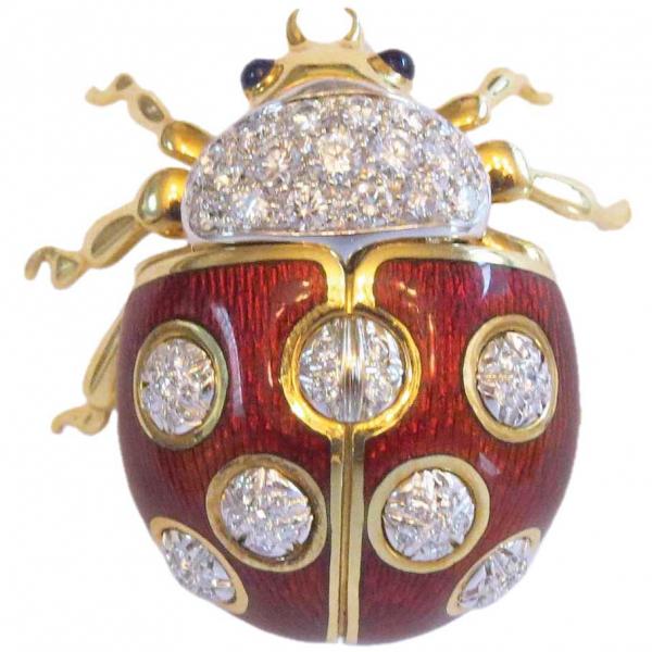 wholesale 2997/T - Artful Design Magnetic Brooches 029/CL<br>
Lady Bug Clear Crystal - 