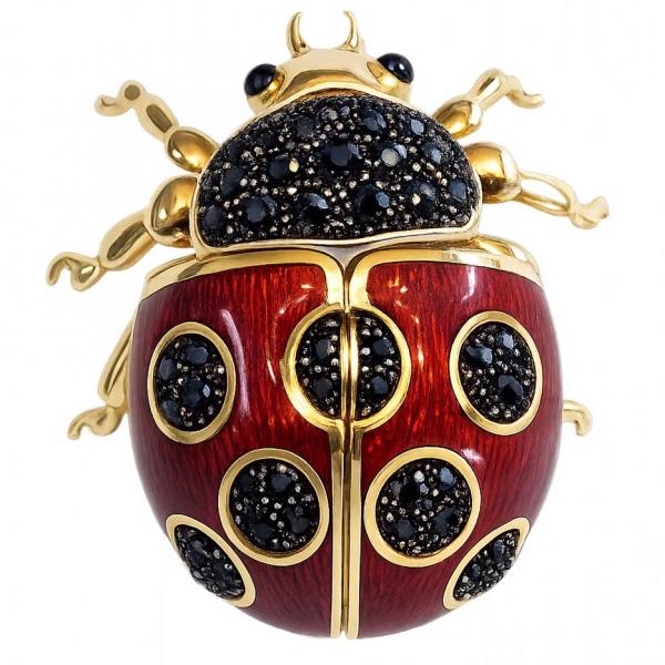 wholesale 2997/T - Artful Design Magnetic Brooches 029/BK<br>
Lady Bug Black Crystal - 
