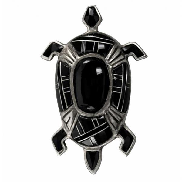 wholesale 2997/T - Artful Design Magnetic Brooches 033/BK<br>
Aztec Turtle in Black - 