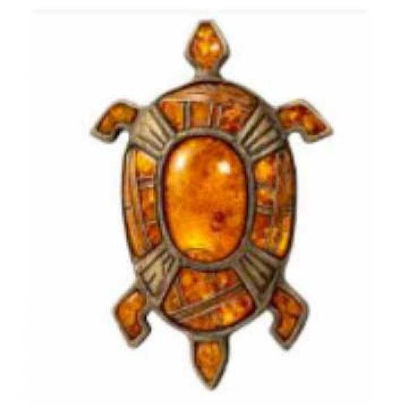 wholesale 2997/T - Artful Design Magnetic Brooches 033/AM<br>
Aztec Turtle in Amber - 