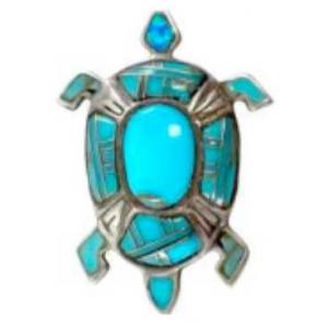 2997/T - Artful Design Magnetic Brooches 033/TQ<br>
Aztec Turtle in Turquoise - 