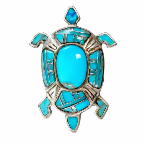 wholesale 2997/T - Artful Design Magnetic Brooches 033/TQ<br>
Aztec Turtle in Turquoise - 