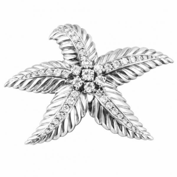 wholesale 2997/T - Artful Design Magnetic Brooches 034/S <br>
Silver Starfish  - 2.25