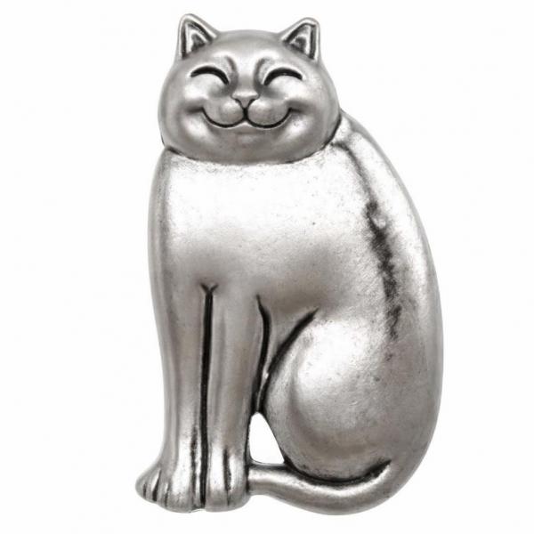 wholesale 2997/T - Artful Design Magnetic Brooches 035/S <br>
Fat Happy Cat Silver - 2.25