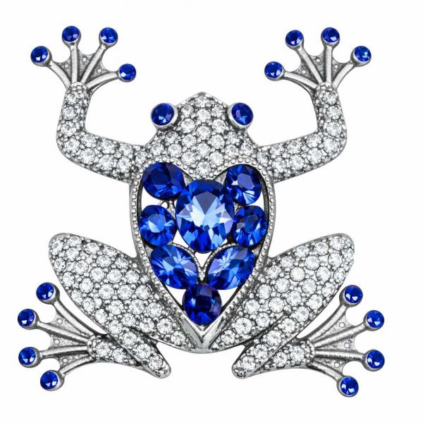 wholesale 2997/T - Artful Design Magnetic Brooches 037/BL <br>
Crystal and Blue Frog - 2.25