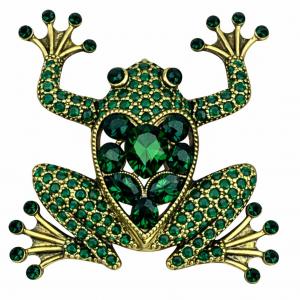 2997/T - Artful Design Magnetic Brooches 037/GN <br>
Green Crystal Frog - 2.25
