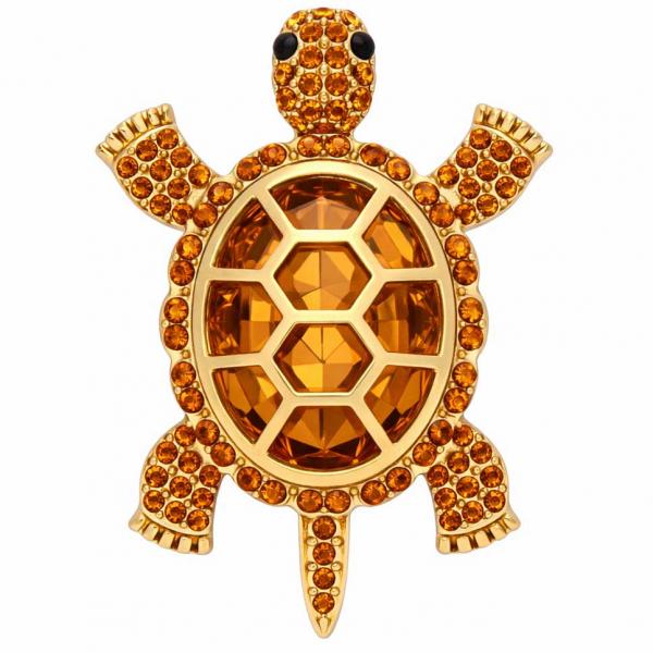 wholesale 2997/T - Artful Design Magnetic Brooches 036/AM<br>
Crystal Turtle in Amber - 