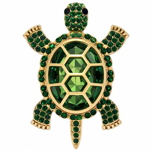 wholesale 2997/T - Artful Design Magnetic Brooches 036/GN<br>
Crystal Turtle in Green - 